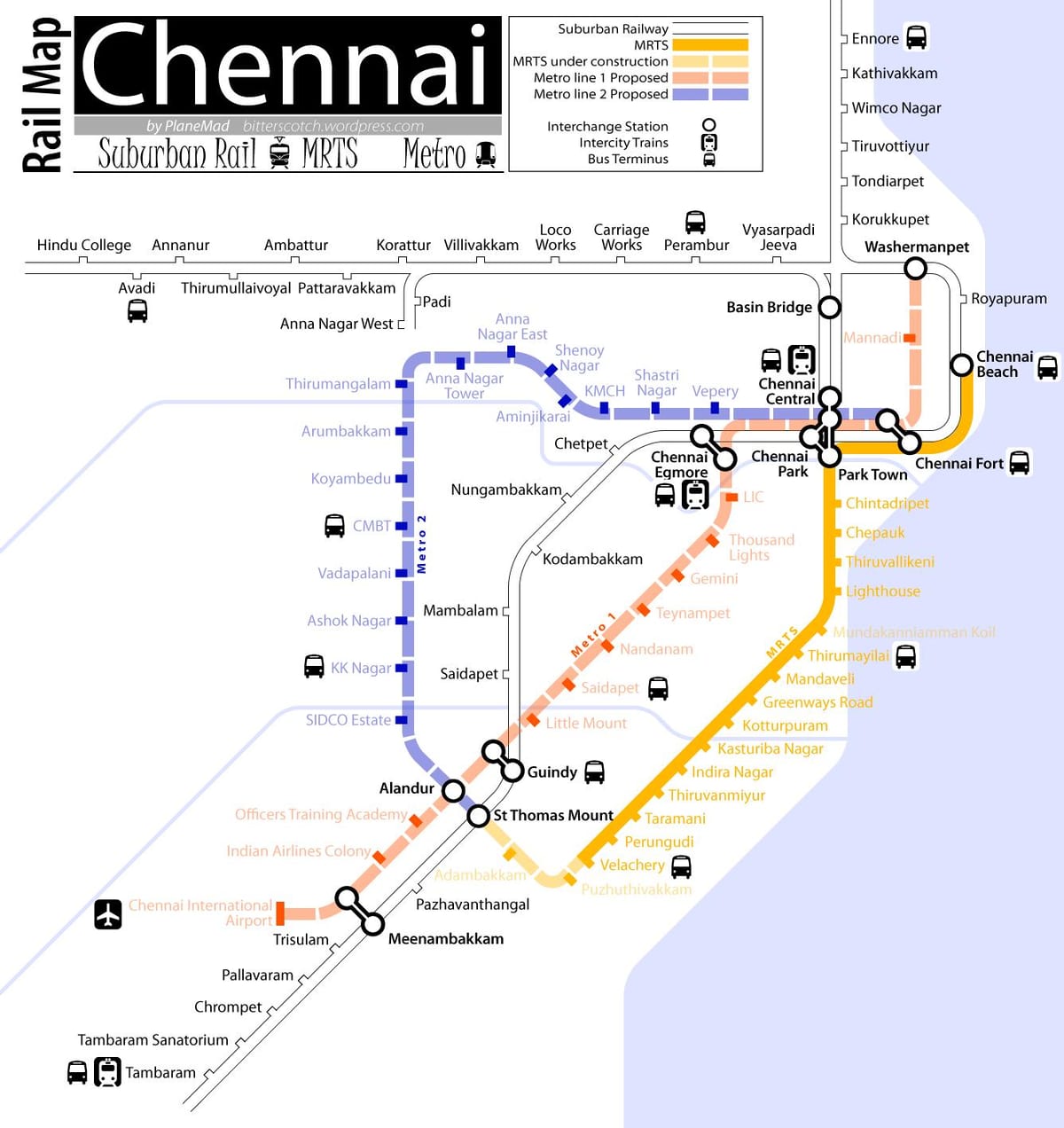 மெட்ரோ ரயில் சென்னை பாதை வரைபடம்